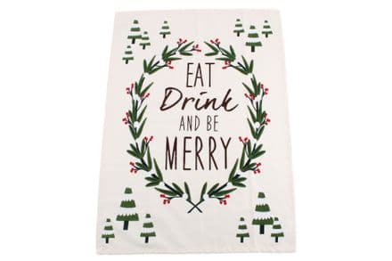 50% OFF 'EAT DRINK AND BE MERRY' COTTON TEA TOWEL