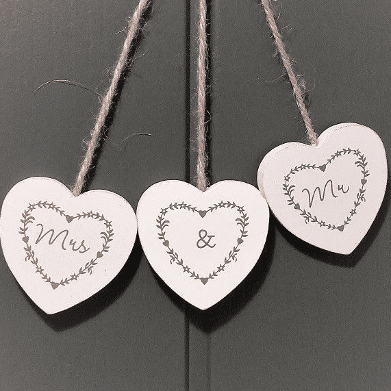 50% off Gorgeous rustic white hanging heart trio