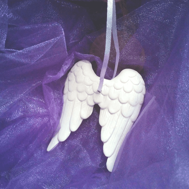 50% off Hanging Ceramic  Angel Wings On ribbon