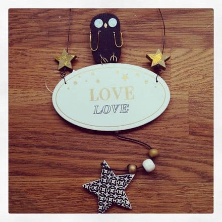 50% OFF Hanging Wooden Love Sign With Cute Owl