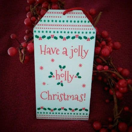 50% off Jolly Holly Christmas Metal tag Sign