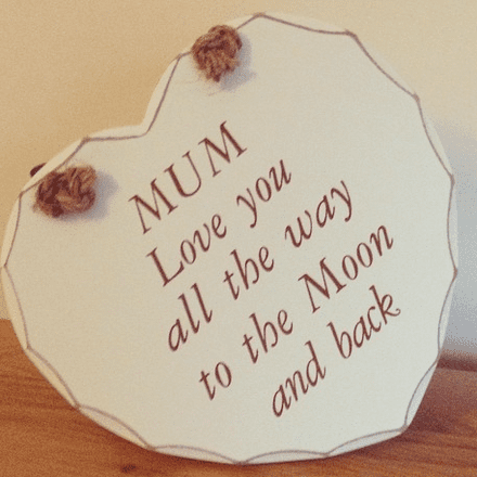 50% OFF Mum  Love You To The Moon & Back Hanging Wooden Heart
