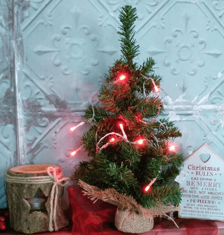 50% OFF Pretty Table Top Christmas Tree With Hessian Sack
