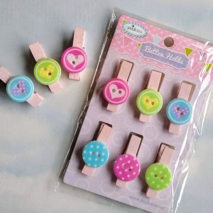 6 Cute button Mini Pegs