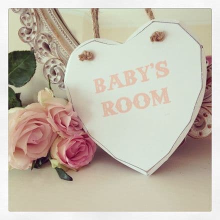 Baby's Room Pink Hanging Wooden Heart