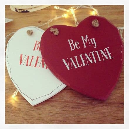 Be My Valentine Heart Plaque Red & White