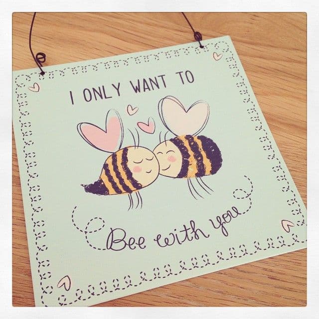 Cute Little Hanging Tin Sign- I Only Want To Bee With You