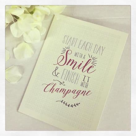 East Of India Card Start Each Day With A Smile.... Champagne