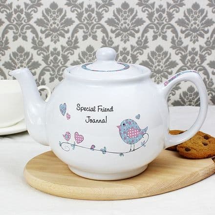 Floral Bird Teapot (personalised)