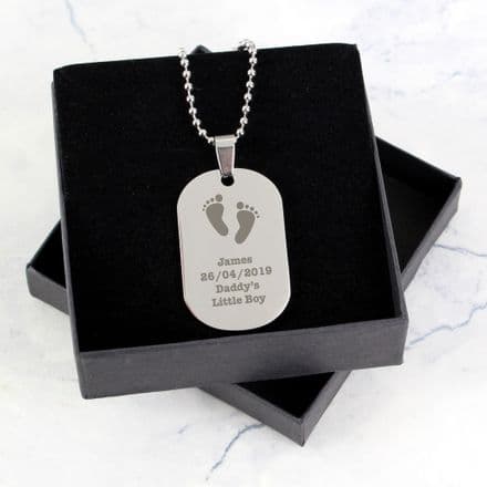 Footprints Stainless Steel Dog Tag Necklace