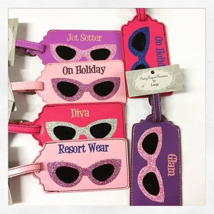 Glitter Luggage tags In Pink Or Purple
