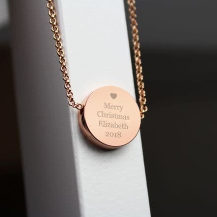 Heart Rose Gold or Silver Toned Disc Necklace