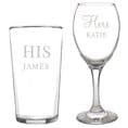 His & Her Pint and Wine Glass Set