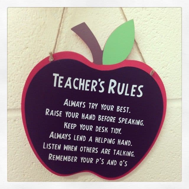 Large Apple Sign - Teacher's Rules