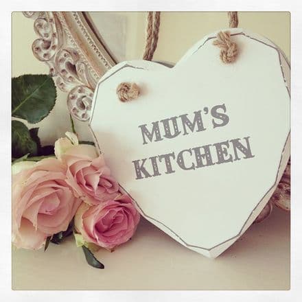 Mum's Kitchen Hanging Wooden Heart