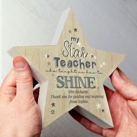 My Star Teacher Rustic Wooden Star Decoration