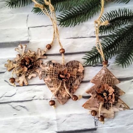 Set of 3 Small Birch Decorations