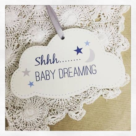 Shhh.... Baby Dreaming Hanging Wooden Cloud