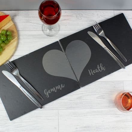 Two Hearts Slate Placemat Set