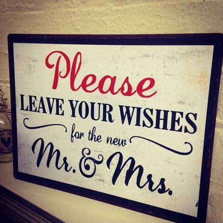 under £5 Please Leave Your Wishes For The New Mr & Mrs Vintage Sign