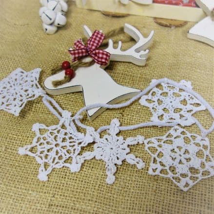 White Crochet Snowflake Garland