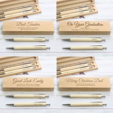 Wooden Pen & Pencil Box Set
