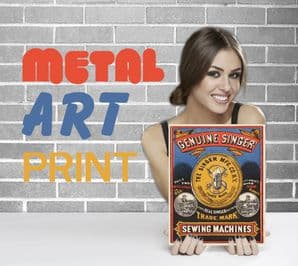 Genuine Singer Sewing Machines - Metal Signs Prints Wall Art Print, - Vintage Travel Metal Poster