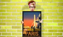 Paris, France  - Decorative Arts, Prints & Posters,Wall Art Print, Poster , Vintage Travel Poster
