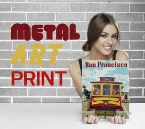 San Francisco Tram USA - Metal Signs Prints Wall Art Print, - Vintage Travel Metal Poster