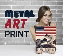 Wartime United we Win - Metal Signs Prints Wall Art Print, - Vintage Travel Metal Poster