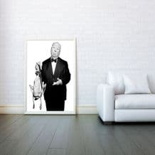 Alfred Hitchcock - Hitchcock, Decorative Arts, Prints & Posters, Wall Art Print, Poster Any Size - Black and White Poster