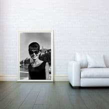 Audrey Hepburn Dark Glasses - Decorative Arts, Prints & Posters,Wall Art Print, Poster Any Size - Black and White Poster