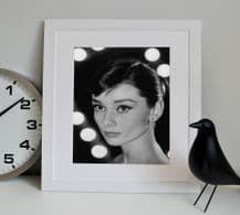 Audrey Hepburn Portrait Icon - Decorative Arts, Prints & Posters,Wall Art Print, Poster Any Size - Black and White Poster