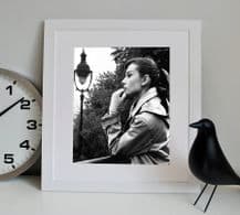 Audrey Hepburn Thinking, Decorative Arts, Prints & Posters,Wall Art Print, Poster Any Size - Black and White Poster