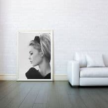 Brigitte Bardot Face Side View , Decorative Arts, Prints & Posters, Wall Art Print, Poster Any Size - Black and White Poster