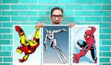 Comic Ironman, Silver surfer and Spiderman Set of 3 Art Work - Wall Art Print Poster Pick A Size -  Comic Art Geekery