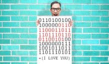 I love you binary Art Pint - Wall Art Print Poster   - Purple Geekery