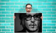 Johnny Depp Black and white  - Wall Art Print Poster   -  Poster Geekery