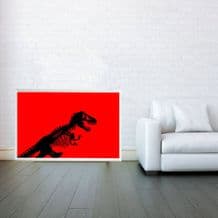 Jurassic Park Red T rex Dino dinosaur Skeleton Digital Illustration Giclee Art Print Mixed Media, Prints & Posters, Wall Art Print,