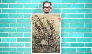le poulpe colossal Kraken octopus attack Art - Wall Art Print Poster Pick A Size - Vintage Art Geekery