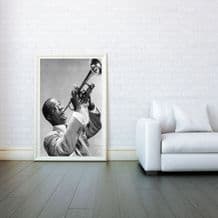 Louis Armstrong, Trumpet and Cornet Player, Decorative Arts, Prints & Posters,Wall Art Print, Poster Any Size - Black and White Poster