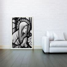 Mary Mother of Jesus, Decorative Arts, Prints & Posters, Wall Art Print, Poster Any Size - Black and White Poster