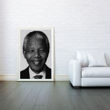 Nelson Mandela, Decorative Arts, Prints & Posters,Wall Art Print, Poster Any Size - Black and White Poster