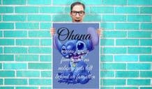 Ohana Means Family lilo and stitch Disney Art - Wall Art Print Poster Pick A Size - Quote Art Geekery