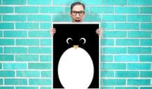 Penguin Bird Art - Wall Art Print Poster   - Kids Children Bedroom Geekery