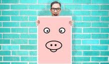 Pink PIg Art - Wall Art Print Poster   - Kids Children Bedroom Geekery