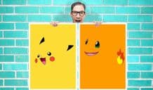 Pokemon Charmander and Pikachu Face set of 2 Art - Wall Art Print Poster Pick A Size - Pokemon ArtGeekery