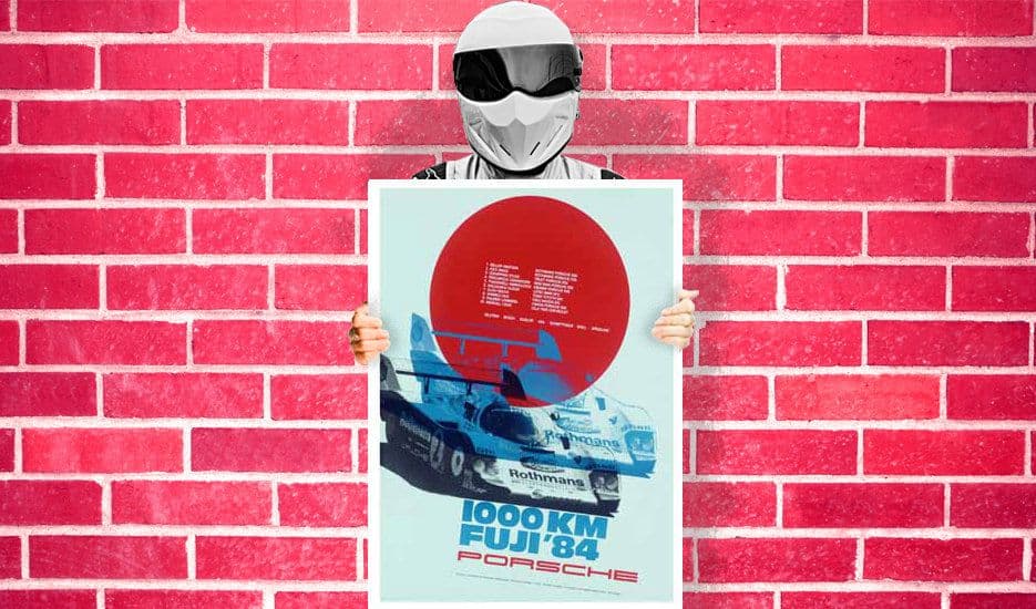 Print on Paper & Canvas Giclee Poster Porsche 1000 km Fuji 1984 Race 