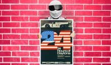 Porsche 24 Hour Of Daytona USA Flag Art - Wall Art Print Poster   - Racing Sport Car
