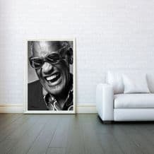 Ray Charles, Soul, Rhythm, Blues and Gospel Styles, Decorative Arts, Prints & Posters, Wall Art Print, Black and White Poster
